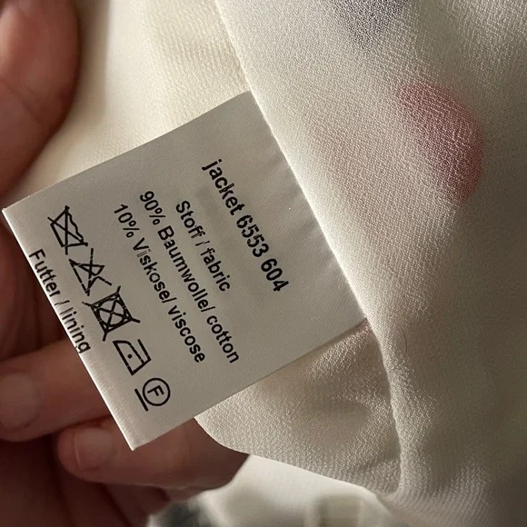 Maison Common Cream Embroidered Circle-Trim Blazer Pink & Navy Accents size 40 - Picture 10 of 12